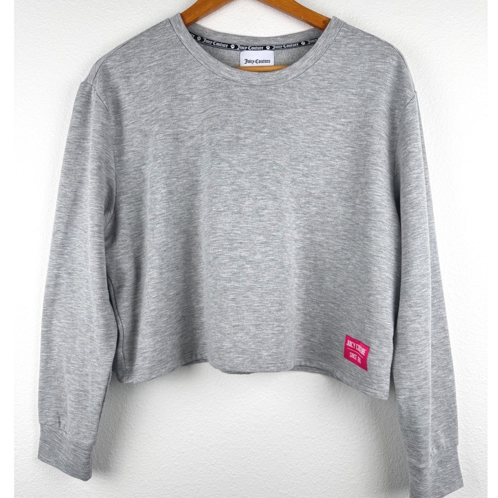 Juicy Couture Sweatshirt Women XL Gray Excellent Cropped Long Sleeve Streetwear